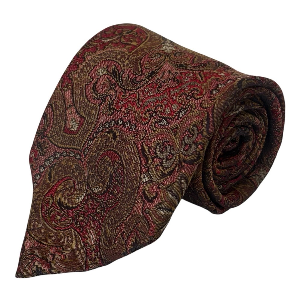 Ermenegildo Zegna Men's‎ Red & Pink Paisley 100% Silk Tie Suit Wedding